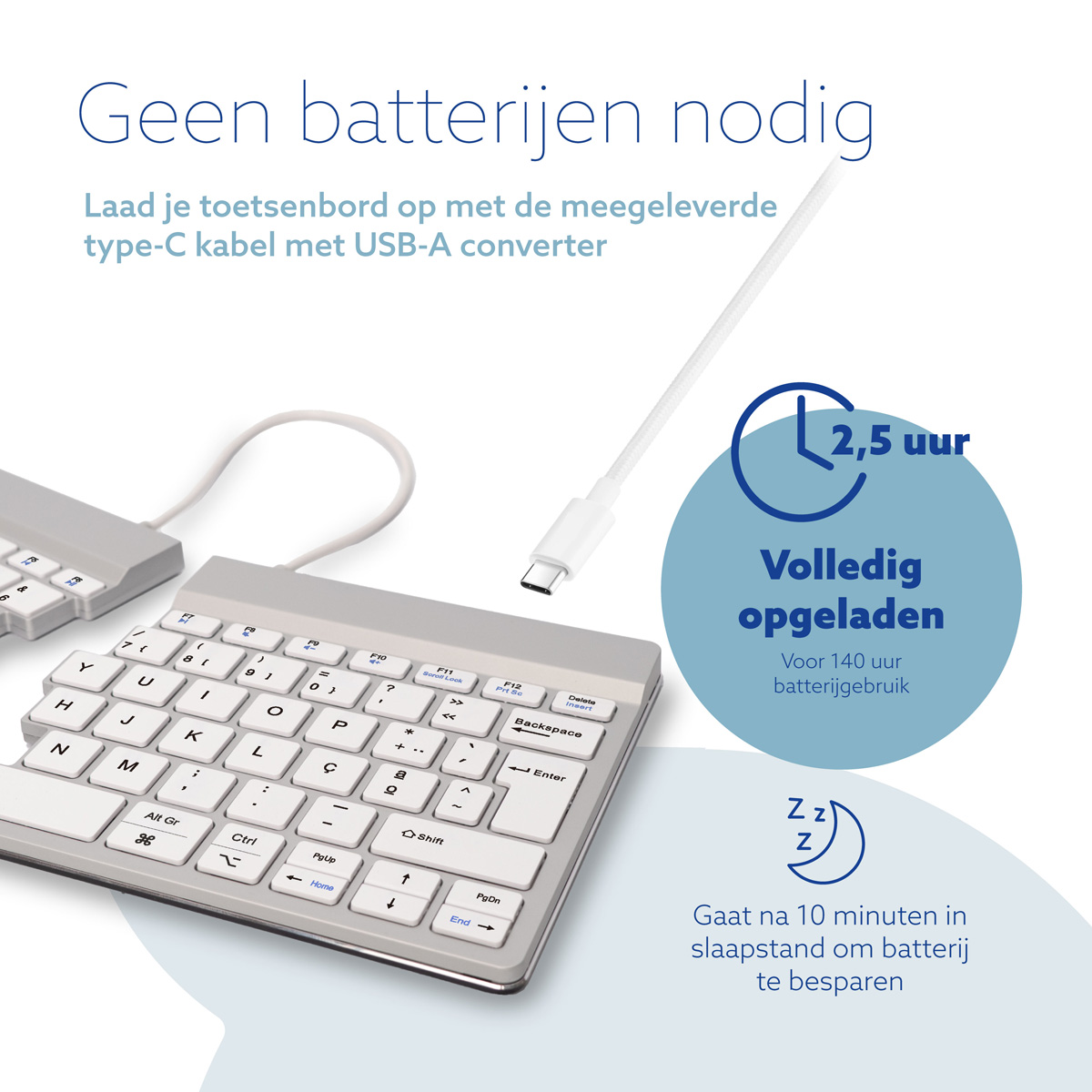 R-Go Split Break versie 2 (wit, draadloos, QWERTY – PT)
