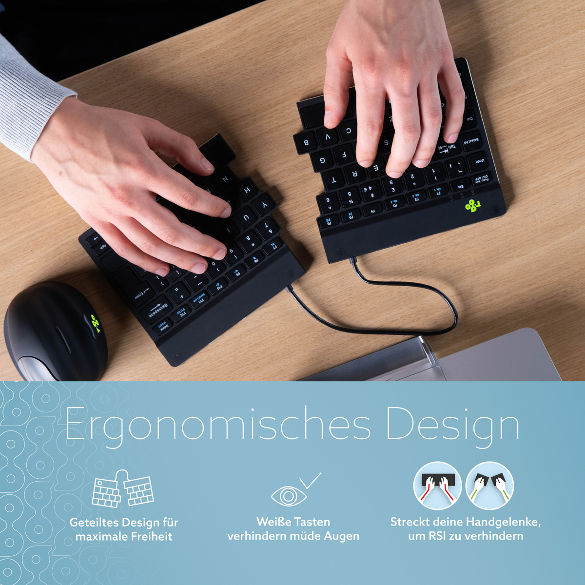 R-Go Split Break Version 2 (schwarz, drahtlos, QWERTY – UK)
