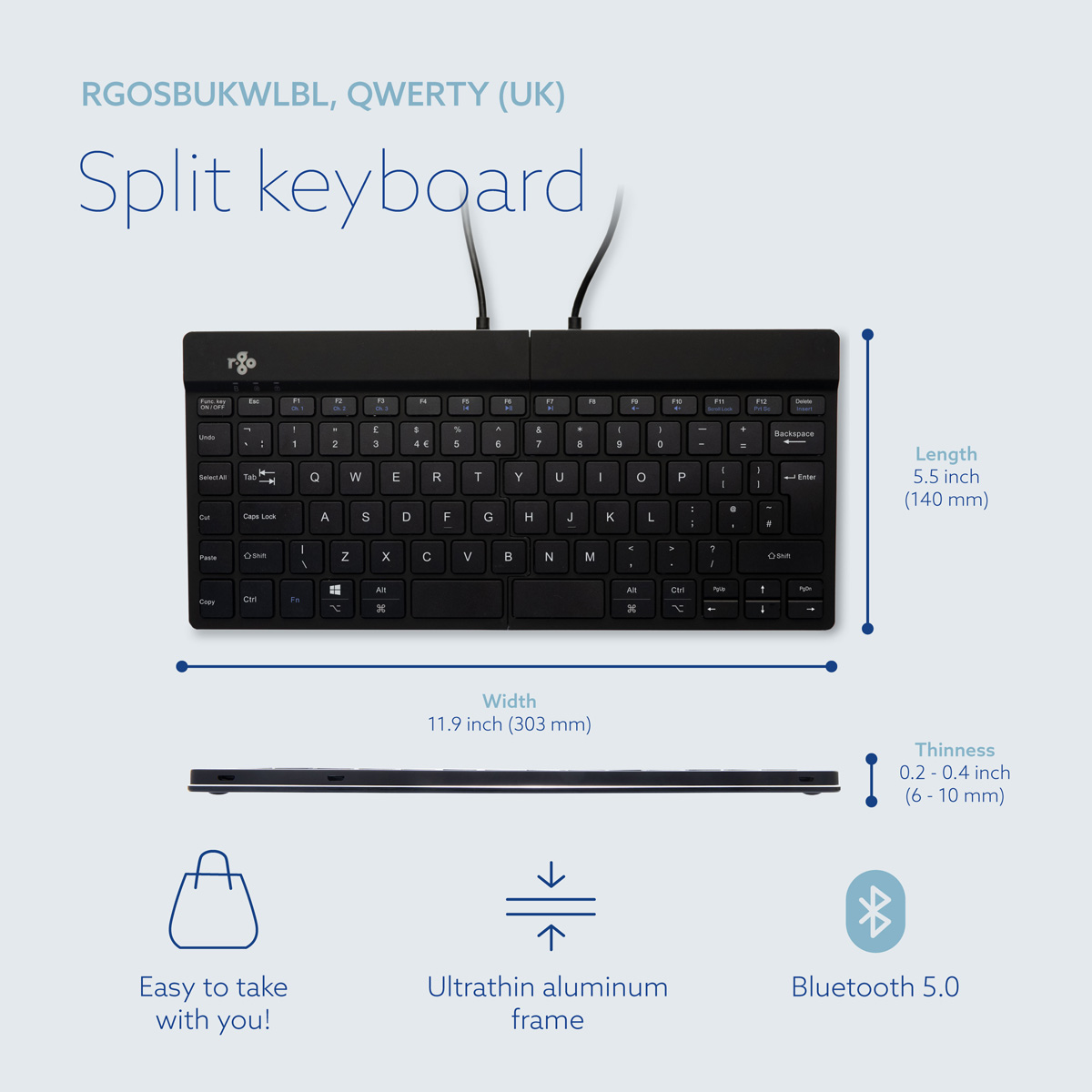 R-Go Split Break v2 (black, wireless, QWERTY – UK)