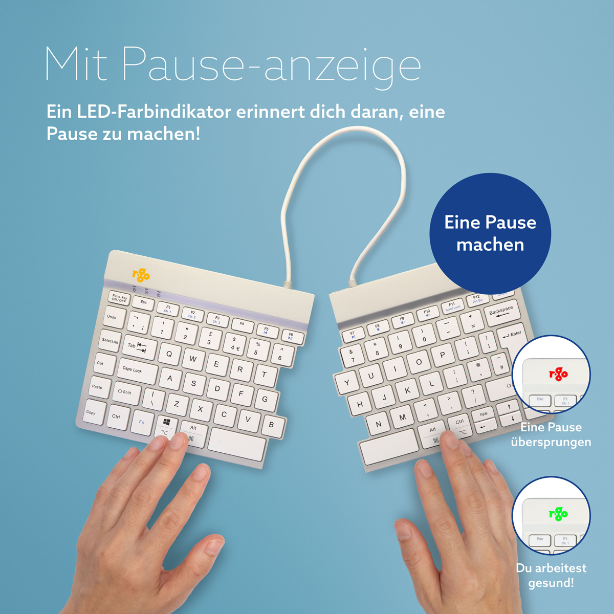 R-Go Split Break Version 2 (weiß, drahtlos, QWERTY – UK)