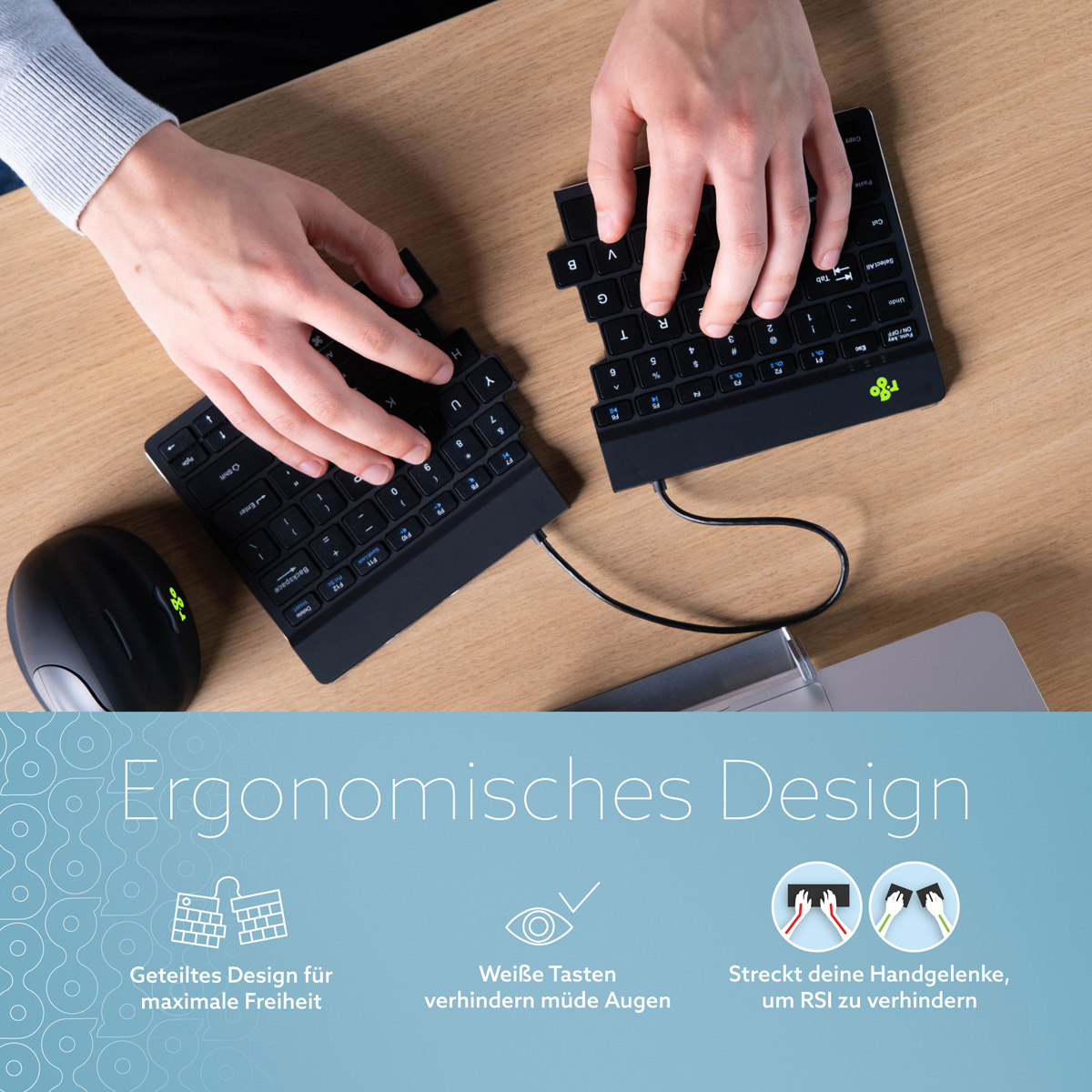 R-Go Split Break Version 2 (schwarz, drahtlos, QWERTY – US)