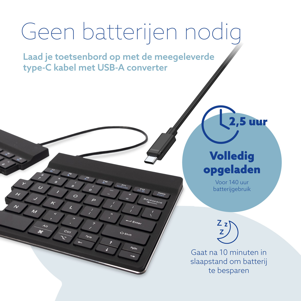 R-Go Split Break versie 2 (zwart, draadloos, QWERTY – US)