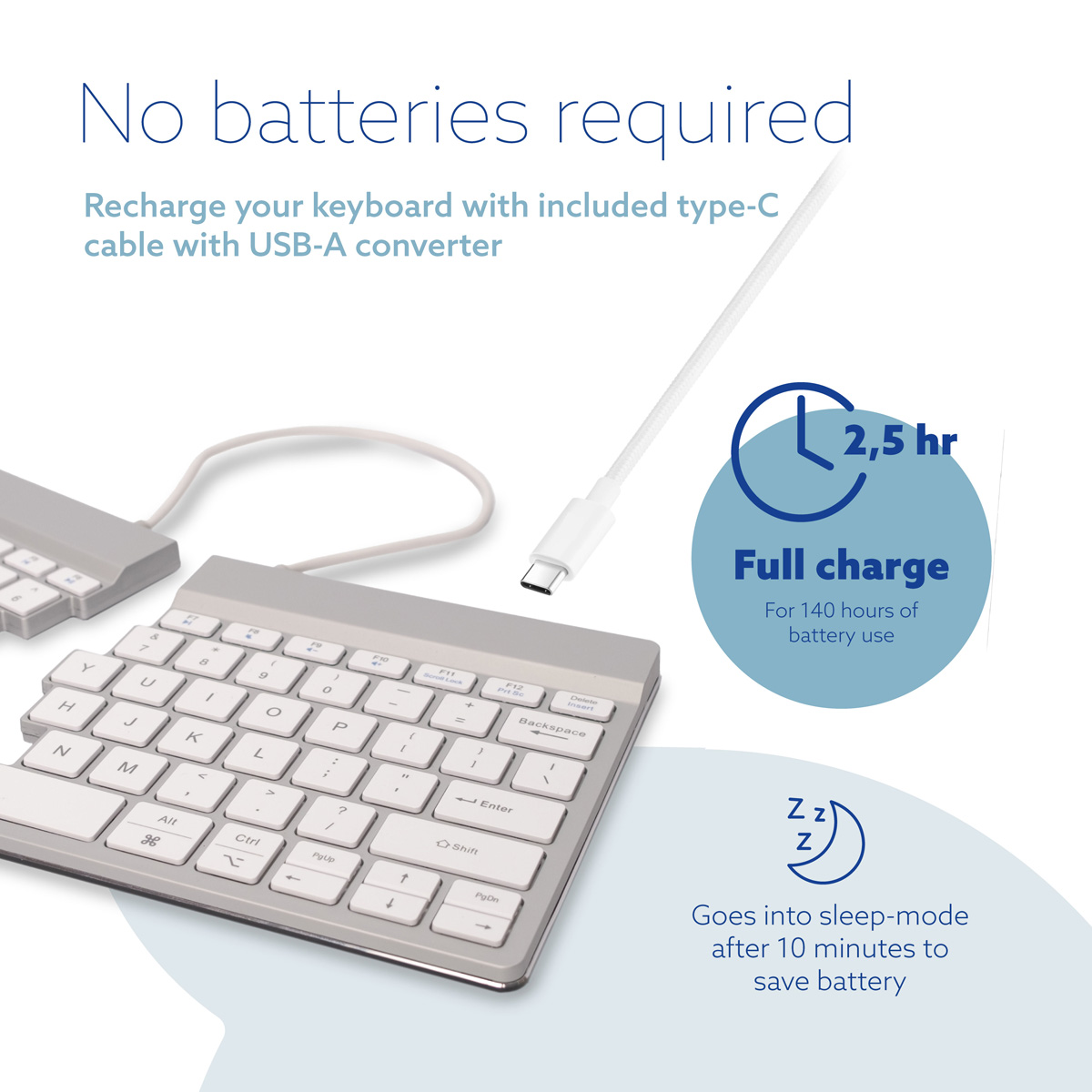 R-Go Split Break v2 (white, wireless, QWERTY – US)