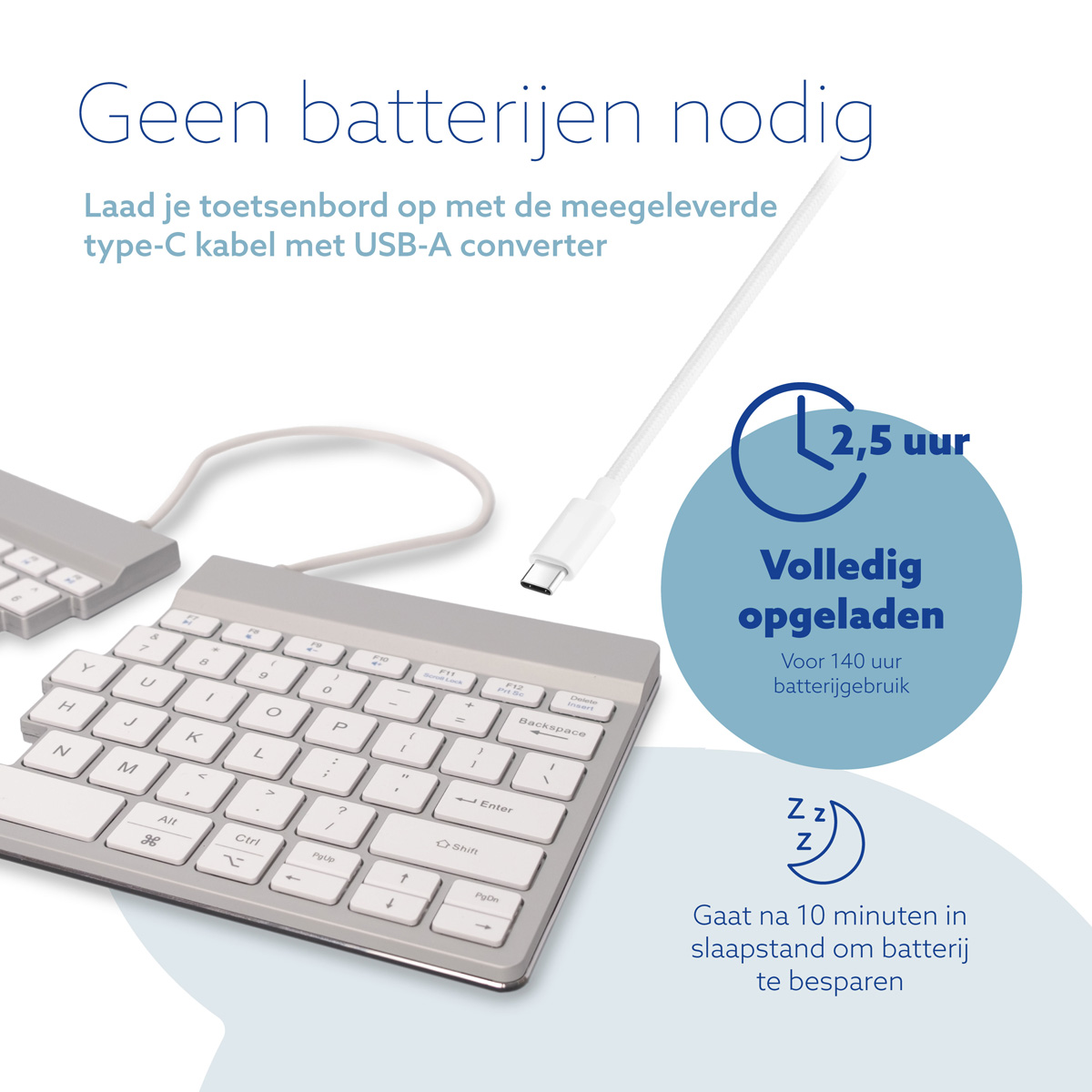 R-Go Split Break versie 2 (wit, draadloos, QWERTY – US)