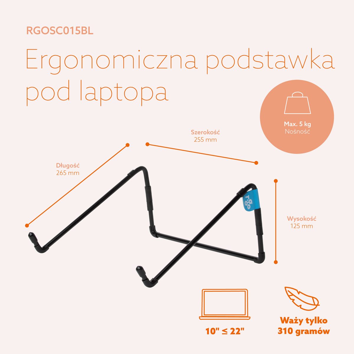 Stalowa podróżna podstawka pod laptopa R-Go