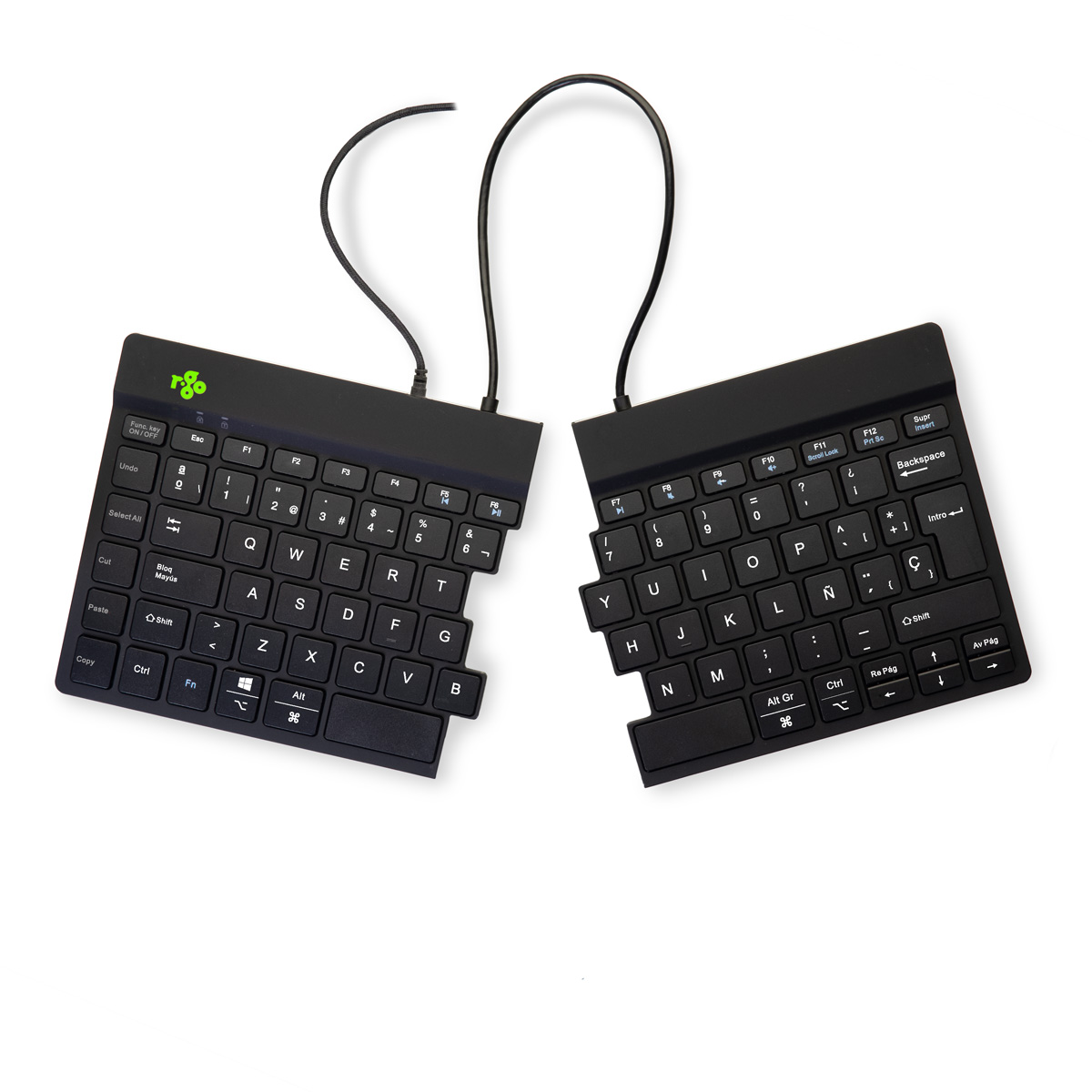 R-Go Split Break v2 (black, wired, QWERTY – ES)