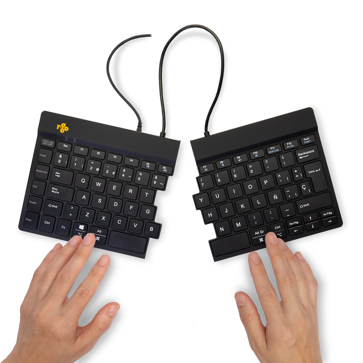 R-Go Split Break v2 (black, wired, QWERTY – ES)