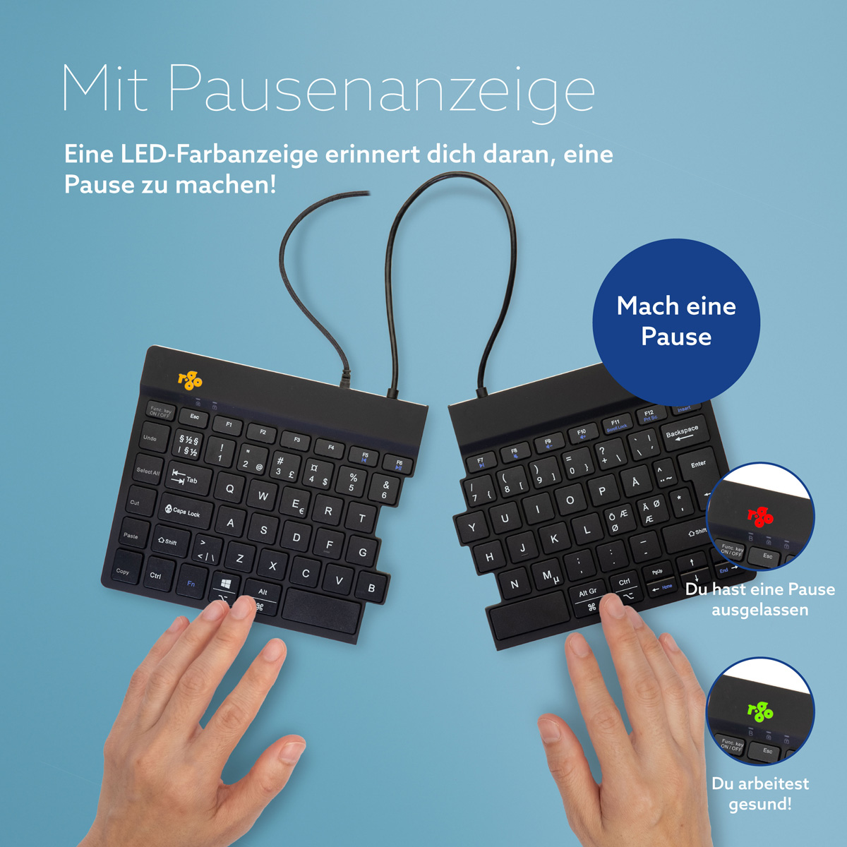R-Go Spilt Break (schwarz, verkabelt, QWERTY – Nordic)