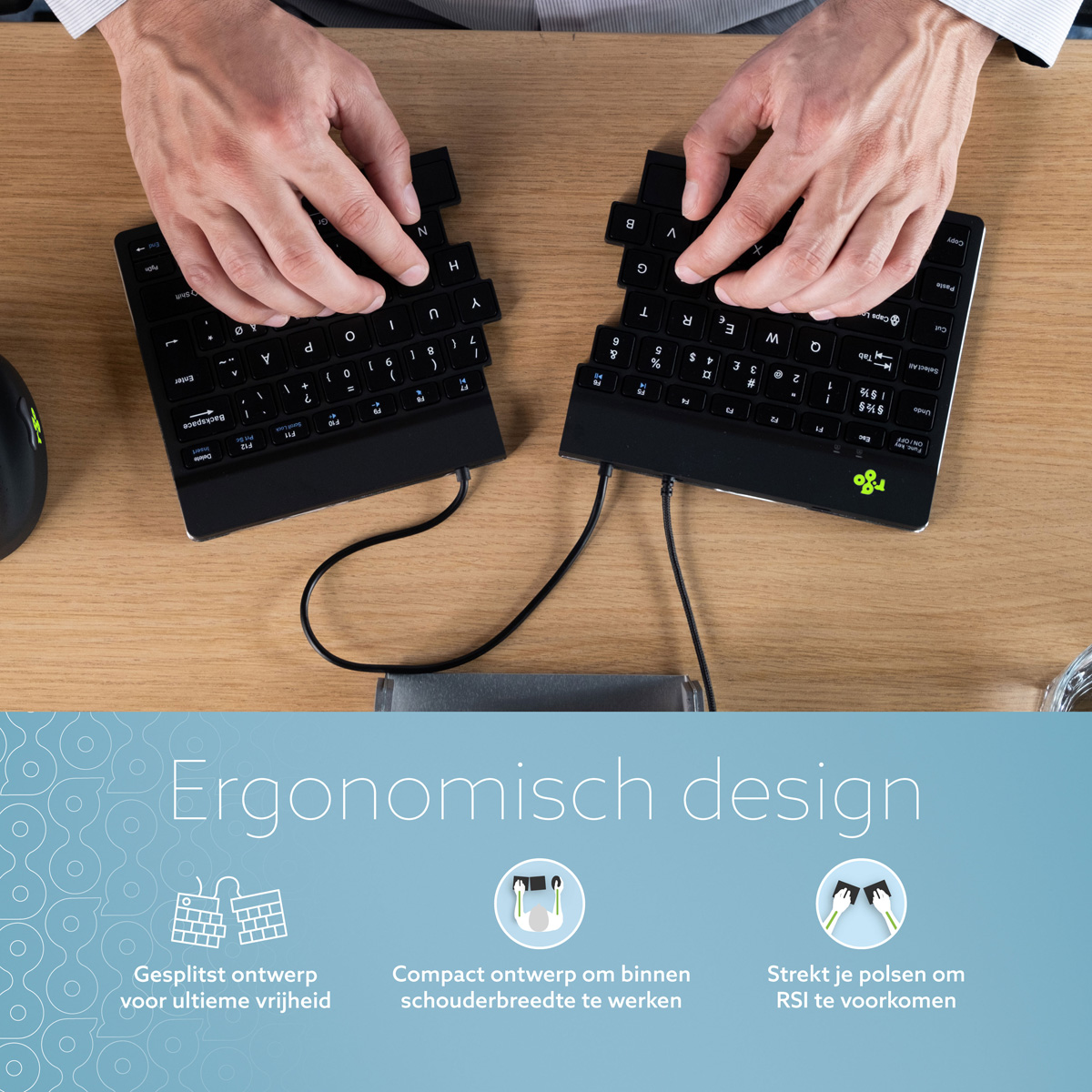 R-Go Split Break (zwart, bedraad, QWERTY – US)