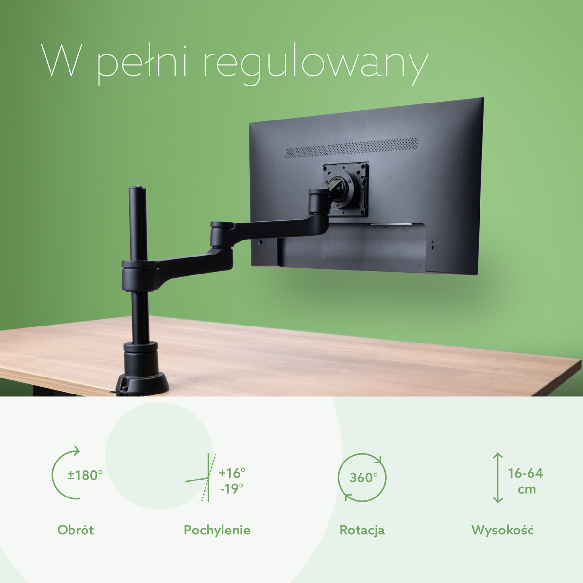 Pojedyncze ramię monitora R-Go (Zepher)