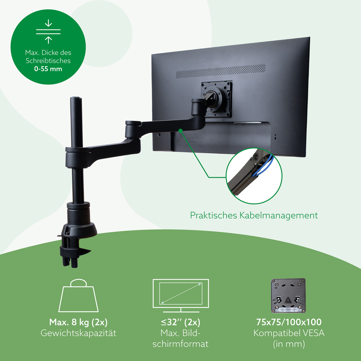 R-Go Doppelter Monitorarm (Zepher)