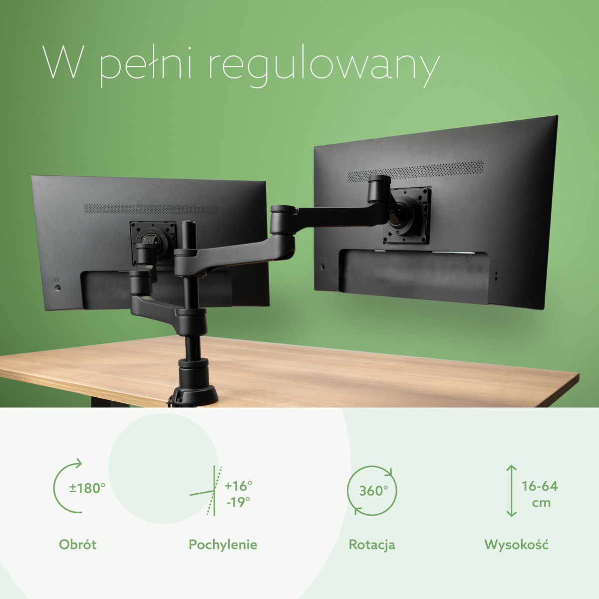 Podwójne ramię monitora R-Go (Zepher)